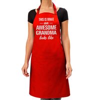 Awesome grandma cadeau bbq/keuken schort rood dames - thumbnail