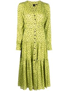 PINKO robe volantée mi-longue à pois - Vert