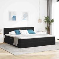 Opslag bed met matras met hoofdeinde Zwart 200 x 200 cm Fluweel