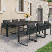 7-delige Tuinset PVC-rattan zwart