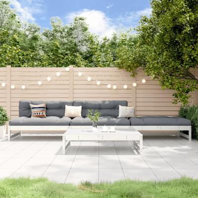 4-delige Loungeset massief grenenhout wit