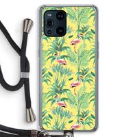Flamingo party: Oppo Find X3 Transparant Hoesje met koord