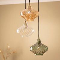 Hanglamp glas gekleurd rond 3x e27 fitting