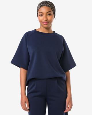 HEMA Dames T-shirt Elly relaxed fit jersey donkerblauw (donkerblauw)