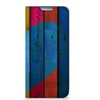 Xiaomi Redmi 10 Book Wallet Case Wood Heart - Cadeau voor je Vriend