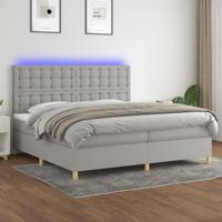Boxspring met matras en LED stof lichtgrijs 200x200 cm