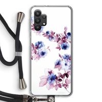 Waterverf bloemen: Samsung Galaxy A32 5G Transparant Hoesje met koord Waterverf bloemen: Samsung Galaxy A32 5G Transparant Hoesje met koord