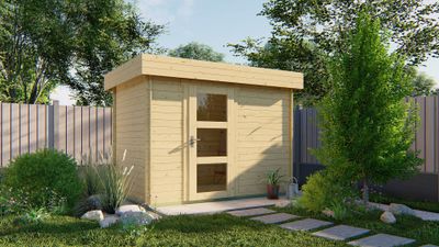 Tuindeco Novalie Blokhut 300x200 cm 19 mm vuren blank- Plat dak- Onbehandeld vurenhout- Tuindeco