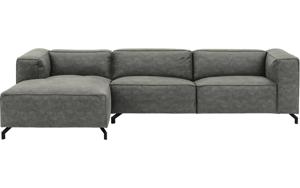 Goossens Bank Calvin grijs, micro leer, 3,5-zits, modern design