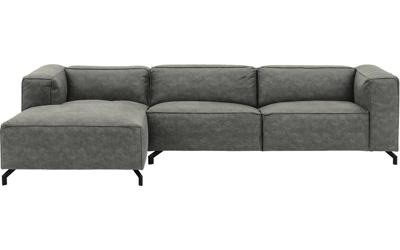 Goossens Bank Calvin grijs, micro leer, 3,5-zits, modern design