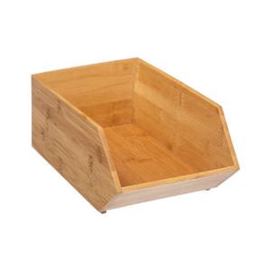 Stapelbare opbergmand 1 vaks - L18 x B31 x H12 cm - bamboe hout - lichtbruin - organizer