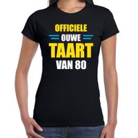 Ouwe taart 80 jaar verjaardag cadeau t-shirt zwart voor dames