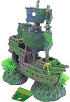 Boon Aquarium Ornament - Gezonken Galjoen met Mos & Gaten, Polyresin 18cm - Veilig & Duurzaam