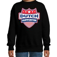 Nederland / Dutch schild supporter sweater zwart voor kinder - thumbnail