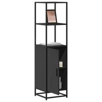 Hoge kast 35,5x35x139 cm bewerkt hout en metaal zwart