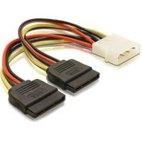 Delock 60102 Kabel SATA 15-pins HDD 2 x naar 4-pins male - thumbnail