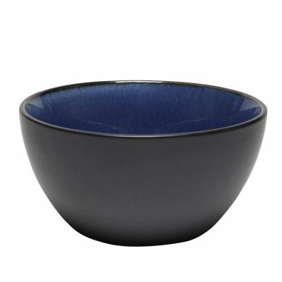Kommetje/serveer schaaltje Samos - antraciet/donkerblauw - 1x - 14 x 7 cm - keramiek - soepkommen