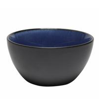 Kommetje/serveer schaaltje Samos - antraciet/donkerblauw - 1x - 14 x 7 cm - keramiek - soepkommen