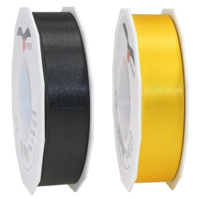Luxe satijn cadeau/hobby sierlinten 2,5cm x 25m- zwart en geel