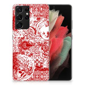 Silicone Back Case Samsung Galaxy S21 Ultra Angel Skull Rood