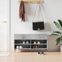 Schoenenbank 102x35x55 cm bewerkt hout betongrijs