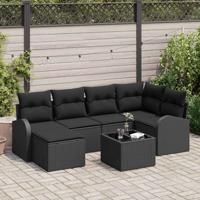 Tuinbankenset 7 pcs Zwart poly rattan
