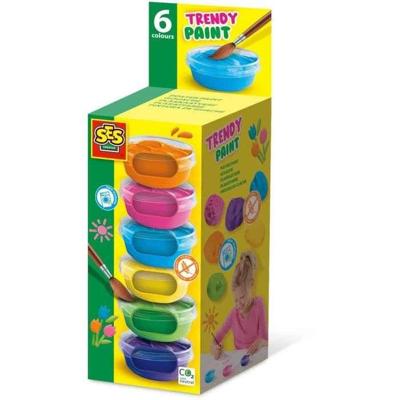 Trendy gouache (6x45ml) - SES CREATIVE - Heldere en dekkende kleuren, 6 superkleuren.