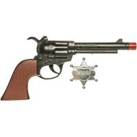 Speelgoed cowboy pistool met sheriff ster 24 cm   - - thumbnail