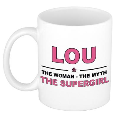 Lou cadeau mok - Woman Myth Supergirl - naam koffiemok - 300 ml - collega - moederdag