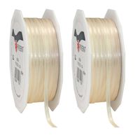 2x Luxe creme satijnen lint rollen 0,3 cm x 50 meter cadeaulint verpakkingsmateriaal - Cadeaulinten - thumbnail