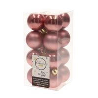 16x Oud roze kerstballen 4 cm kunststof mat/glans - thumbnail