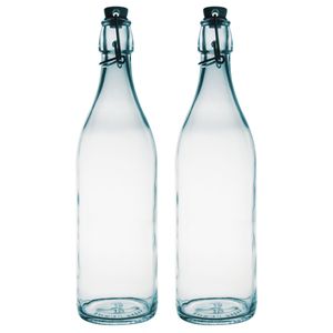 Bormioli Rocco beugelfles/weckfles - 2x - transparant - glas - 1 liter