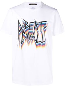 Roberto Cavalli t-shirt à logo graffiti imprimé - Blanc