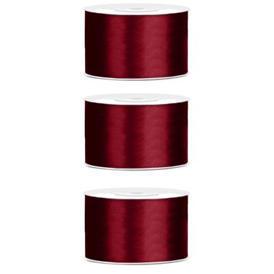 Sierlint satijn - 3x - Donkerrood - 3,8 cm/38 mm x 25 meter - Cadeaulint satijnlint/sierlinten - Hob