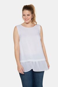 Ulla Popken Blousetop, ronde hals, transparant plissé - Grote Maten