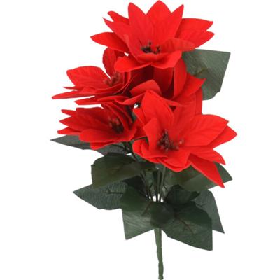 Kunsttak Kerstster - rood - 30 cm - voor binnen - Kerst kunstbloemen