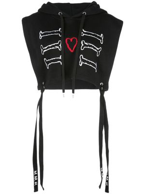 Haculla sweat crop à capuche My Heart - Noir
