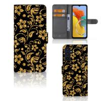 Samsung Galaxy M14 Hoesje Gouden Bloemen | Portemonnee hoesje