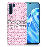 OPPO A91 Silicone-hoesje Flowers Pink DTMP - thumbnail