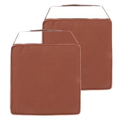 Hespiride Stoelkussen Gerona - 2x - 40 x 40 cm - terracotta - polyester - tuinkussen - met klittenba