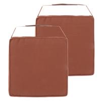 Hespiride Stoelkussen Gerona - 2x - 40 x 40 cm - terracotta - polyester - tuinkussen - met klittenba