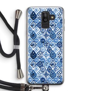 Blauw motief: Samsung Galaxy J8 (2018) Transparant Hoesje met koord