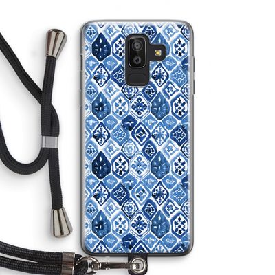 Blauw motief: Samsung Galaxy J8 (2018) Transparant Hoesje met koord