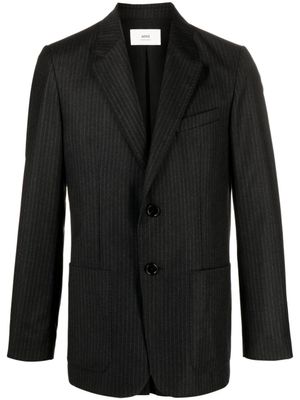 AMI Paris blazer en laine à fines rayures - Noir