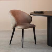 LABEL51 Eetkamerstoel Logan - Taupe - Micro Suede - Black Frame