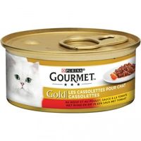 Gourmet Gold Cassolettes met rund, kip, tomaat in saus natvoer kat (85 g) 1 tray (24 x 85 g)