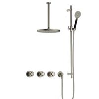 Hotbath Cobber - CW7067 - Inbouw Regendoucheset - Geborsteld Nikkel - 2 Stopkranen - Thermostatisch - Plafondbuis 30 cm - Hoofddouche 300 mm - Ronde Handdouche 3 Standen - Glijstang 900 mm - Waterbesparend