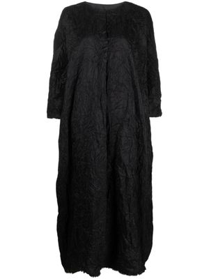 Daniela Gregis robe mi-longue en soie à effet froissé - Noir