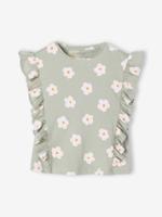 T-shirt met korte mouwen en ruches voor meisjes saliegroen