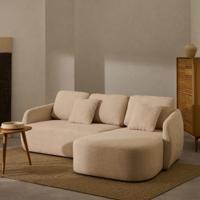 Kave Home 3-zits Lounge Slaapbank 'Laira' Rechts, Chenille, kleur Ecru